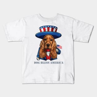 Cocker Spaniel Dog Bless America Kids T-Shirt